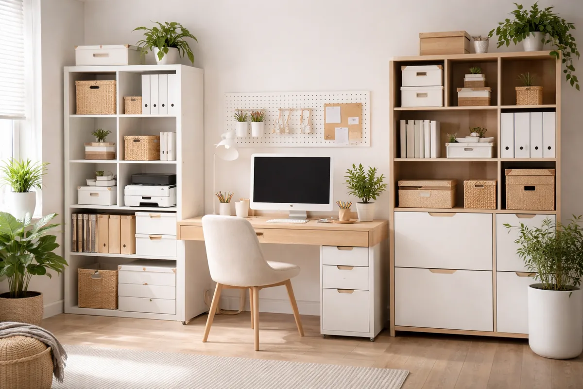 What are the best storage solutions for a home office?