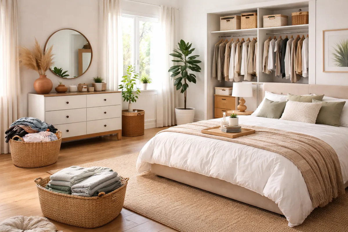 What steps to take to organize a messy bedroom?