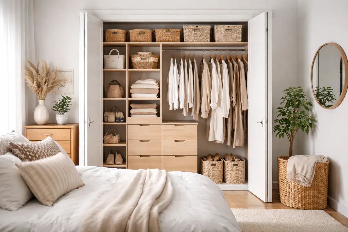 How can you maximize closet space in a small bedroom?